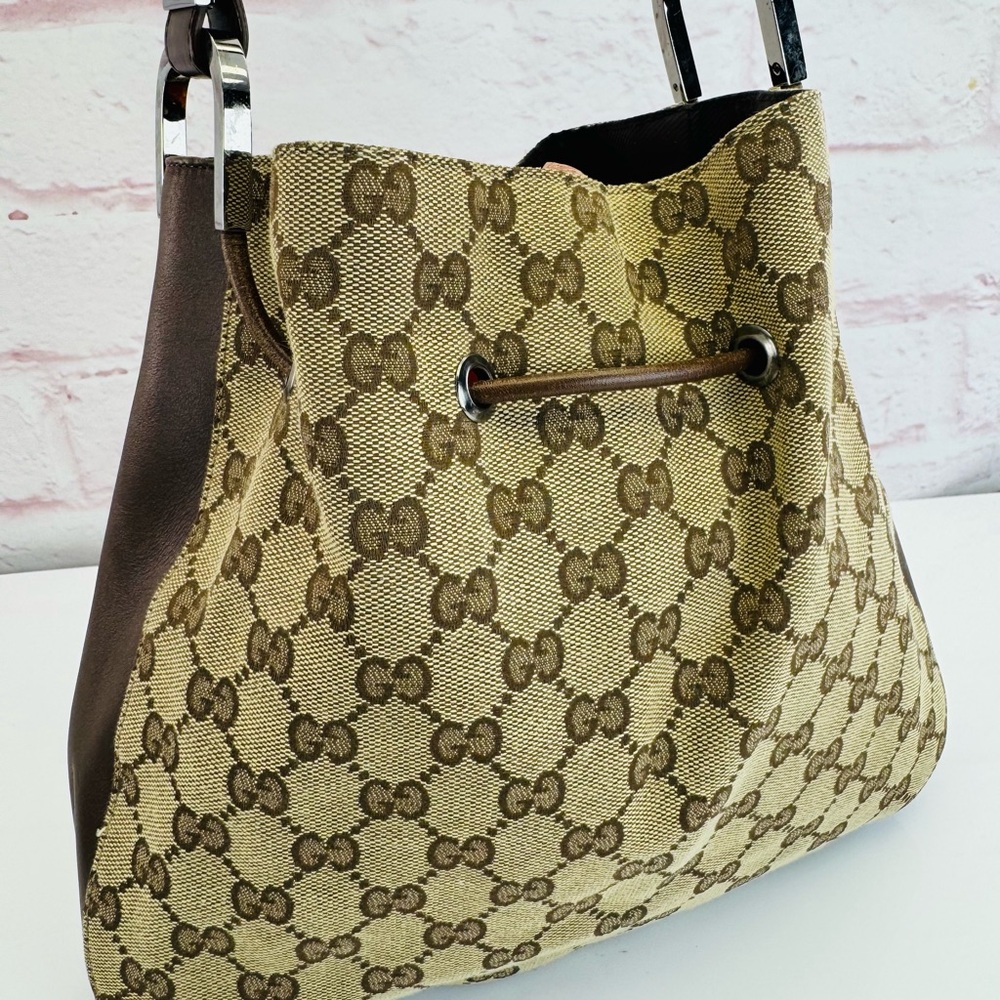 Gucci Vintage Classic GG Monogram Drawstring Shoulder Bag - Picture 2 of 16